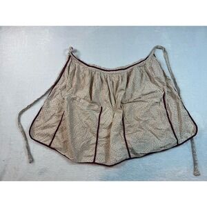 Vintage Fabric Half Apron With Rick Rack Trim Handmade Floral Red Pockets 1960's